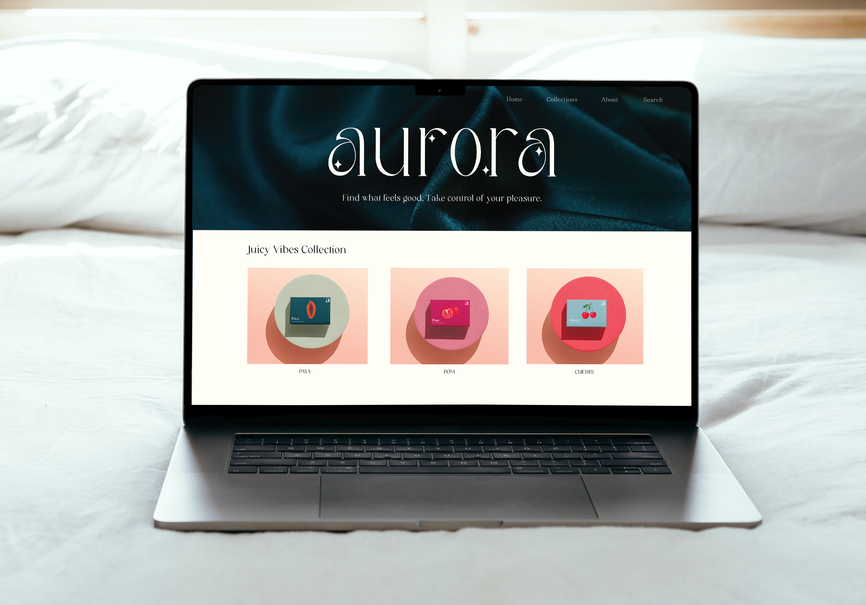 Computer mockup with Aurora website