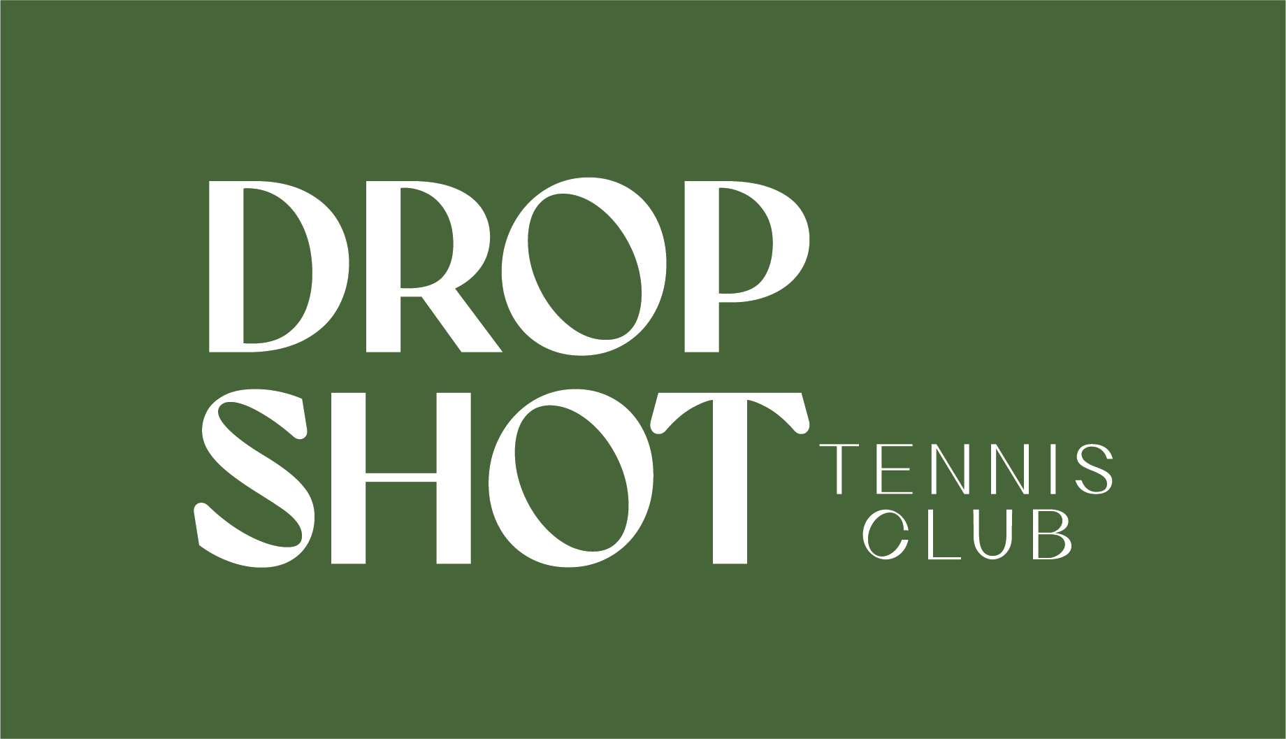 white Drop Shot logo two on green background