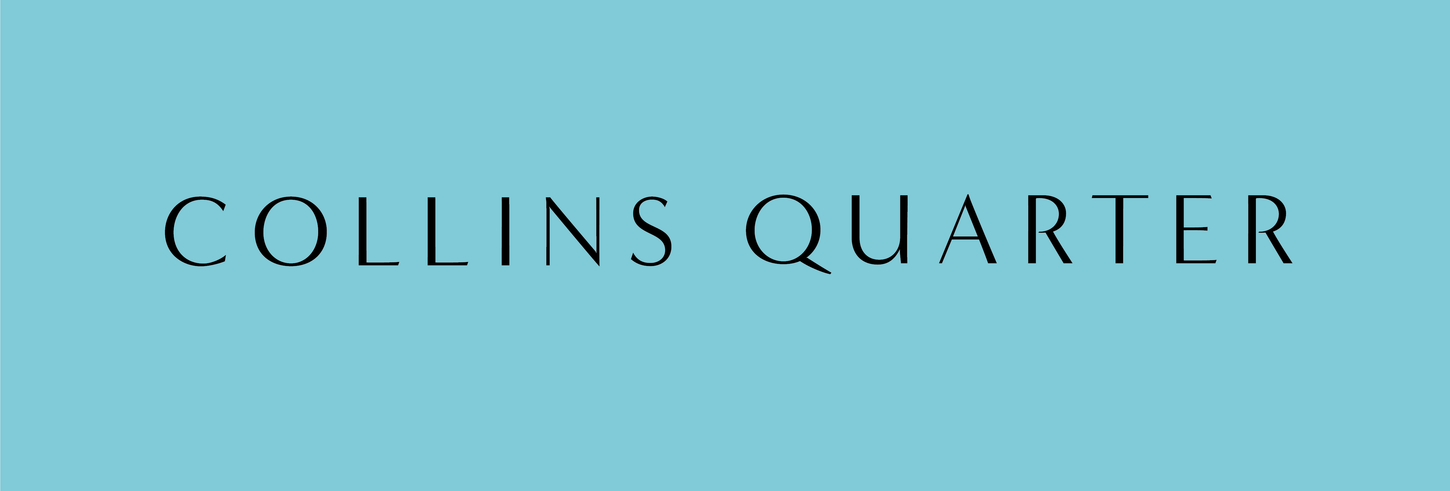 Collins Quarter logo on blue background.